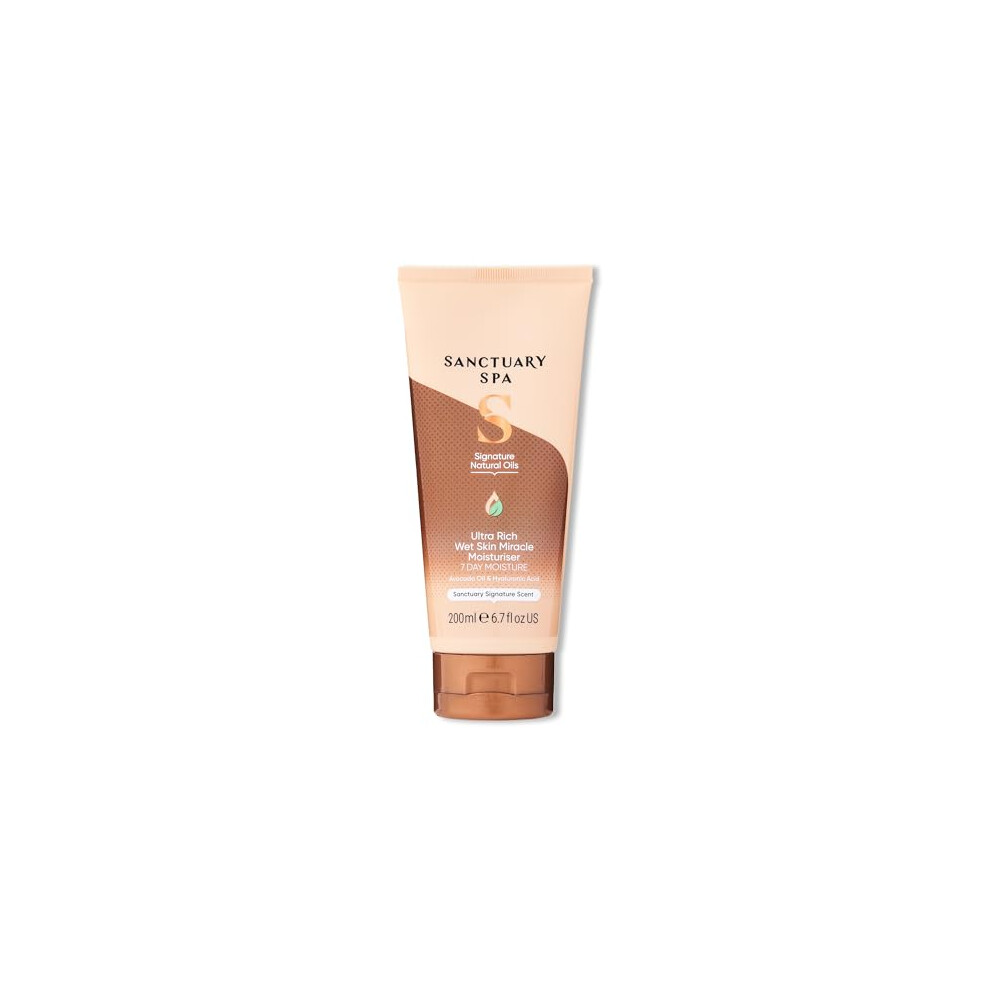 Sanctuary Spa Ultra Rich Wet Skin Miracle Moisturiser, No Mineral Oil, Cruelty Free And Vegan In Shower Moisturiser, 200Ml, Orange