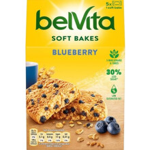 Belvita Breakfast Biscuits Soft Bakes Filled With Blueberry, Soft Biscuits With Blueberry Filling, Multipack of 5 x 50 g (Pack of 1)