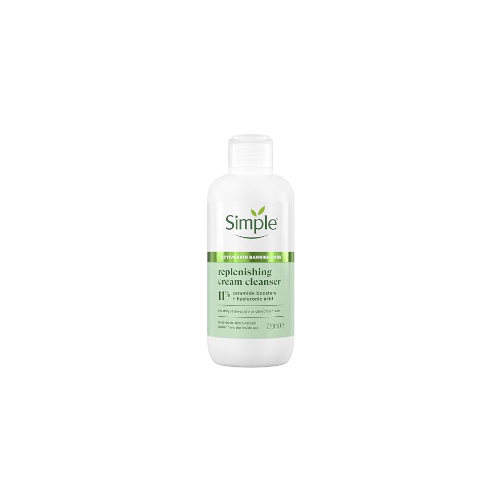 Simple Replenishing Cream Cleanser Face Cleanser Suitable for even the Most Sensitive Skin with 11% Ceramide Boosters and Hyaluronic Acid 230 ml