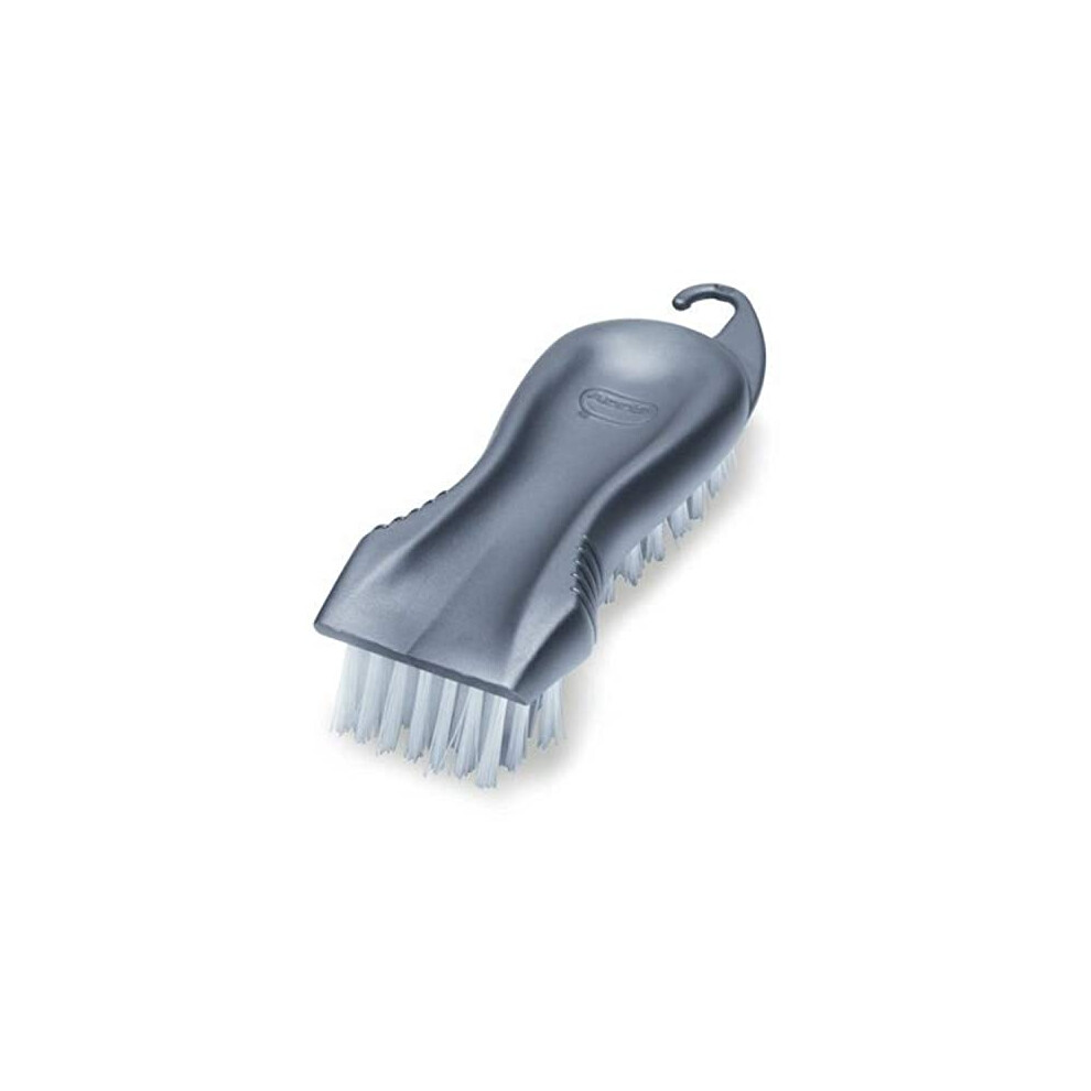 Addis 319186 Everyday Essentials Plastic Floor Stiff Scrub Brush with Scrapper, Metallic Silver