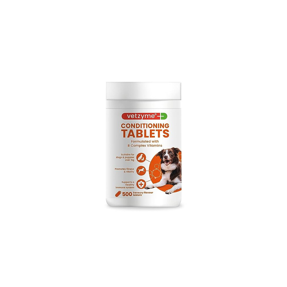 Vetzyme Conditioning Tablets For Dogs (500 Tablets) - With B Complex Vitamins To Promote Fitness And Support A Healthy Immune System