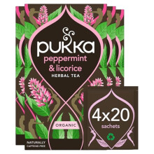 Pukka Herbs Organic Peppermint & Licorice Tea, 80 Bags - Caffeine Free