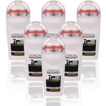 L'Oréal Paris Men Expert 48H Shirt Protect Anti-Perspirant Roll On Deodorant for Men, 50ml Pack of 6, Bulk Buy