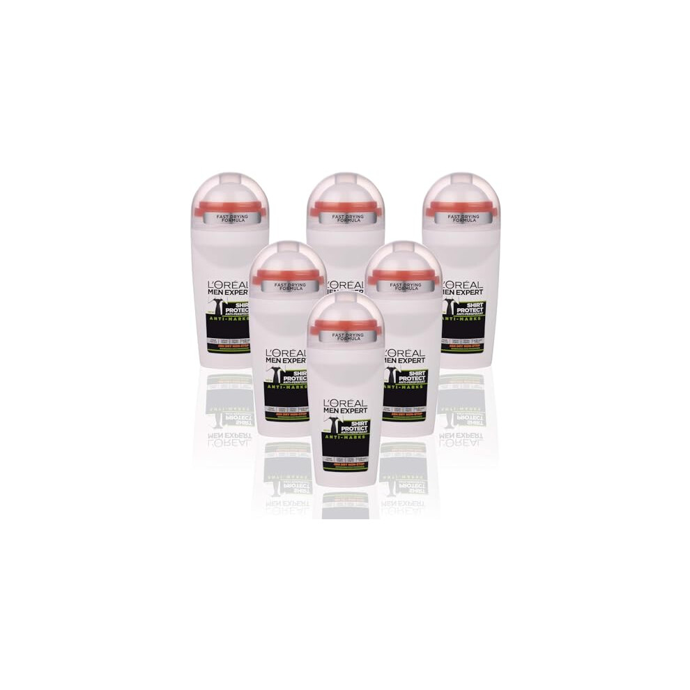 LâOrã©Al Paris Men's L'orã©Al Paris Expert 48H Shirt Protect Anti-Perspirant Roll On Deodorant For 50Ml Pack Of 6, Bulk Buy
