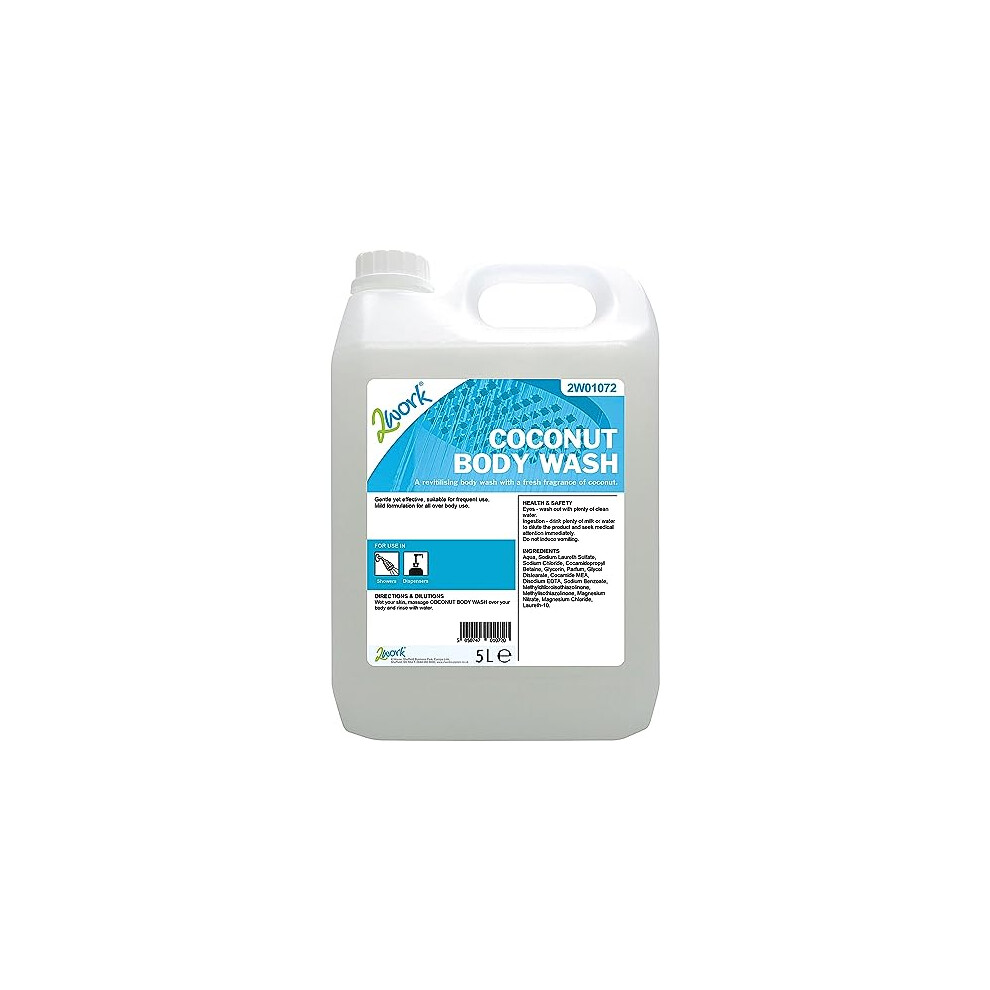 2Work Coconut Body Wash Mild Formula 5 Litre Bulk Bottle 2W01072