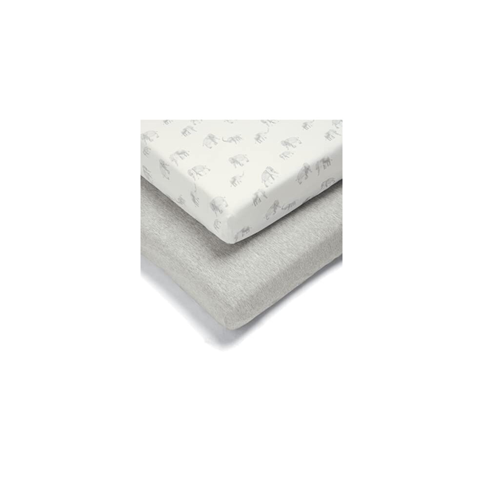 Mamas & Papas 2 Pack Cot/Bed Fitted Sheets, Elephant