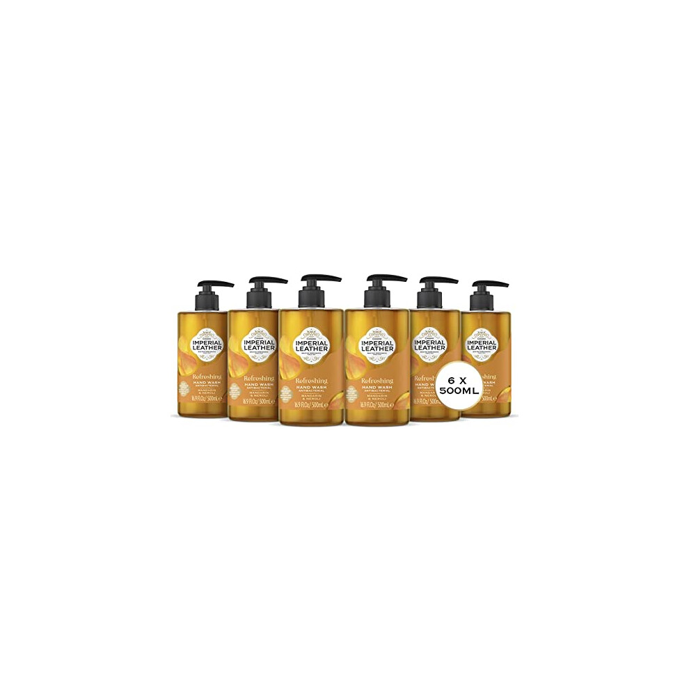 Imperial Leather Refreshing Hand Wash, Mandarin & Neroli, Antibacterial, Signature Oil Blend, Gentle Skin Care, Bulk Buy, Pack Of 6 X 500Ml