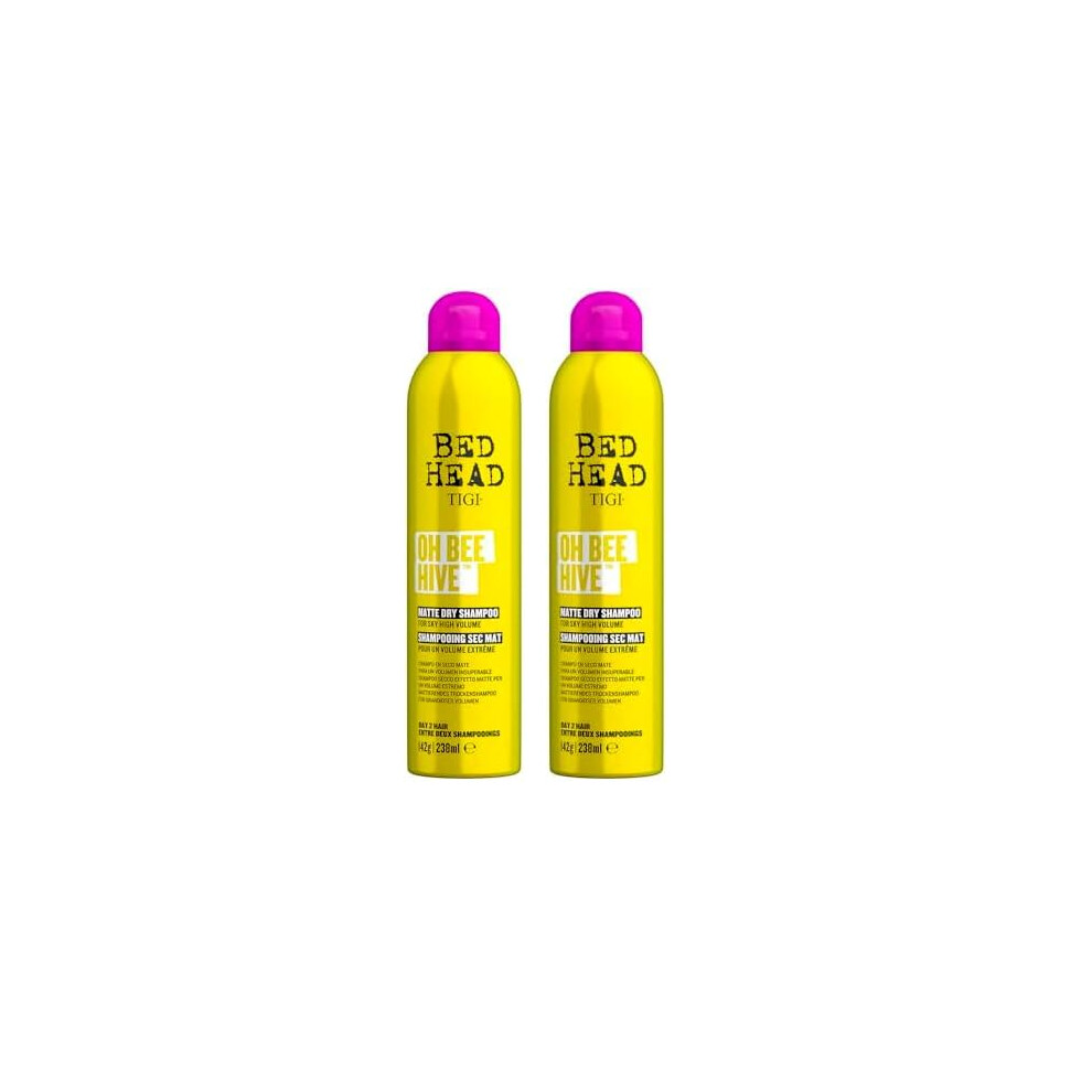 Bed Head by TIGI - Oh Bee Hive Dry Shampoo - Professional Volumising Hair Products - Matte Finish - All Hair Types - 238ml (Pack of 2)