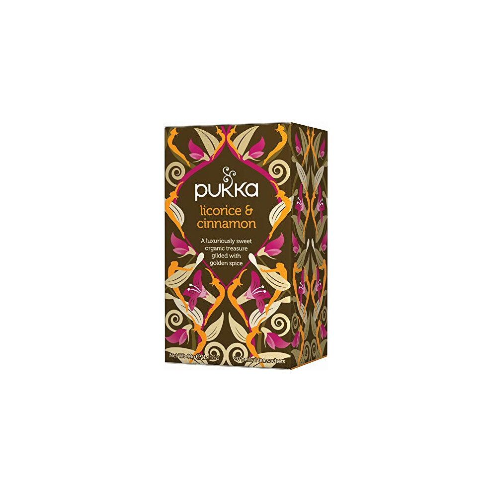 Pukka Herbs Licorice And Cinnamon Tea: 80 Bags, Organic, Caffeine Free