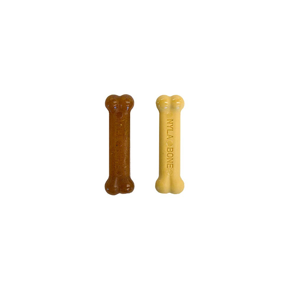 New Nylabone Gentle Puppy Dog Teething Chew Toy Bones, Chicken/Peanut Butter Flavour, Xs, For Puppies Up To 7Kg (Twin Pack), For All Breed Sizes