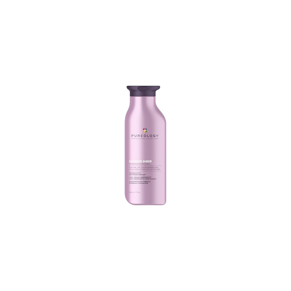 Pureology Hydrate Sheer, Moisturising Shampoo, For Fine, Colour Treated Hair, Vegan Formulas, Sulphate Free for a Gentle Cleanse