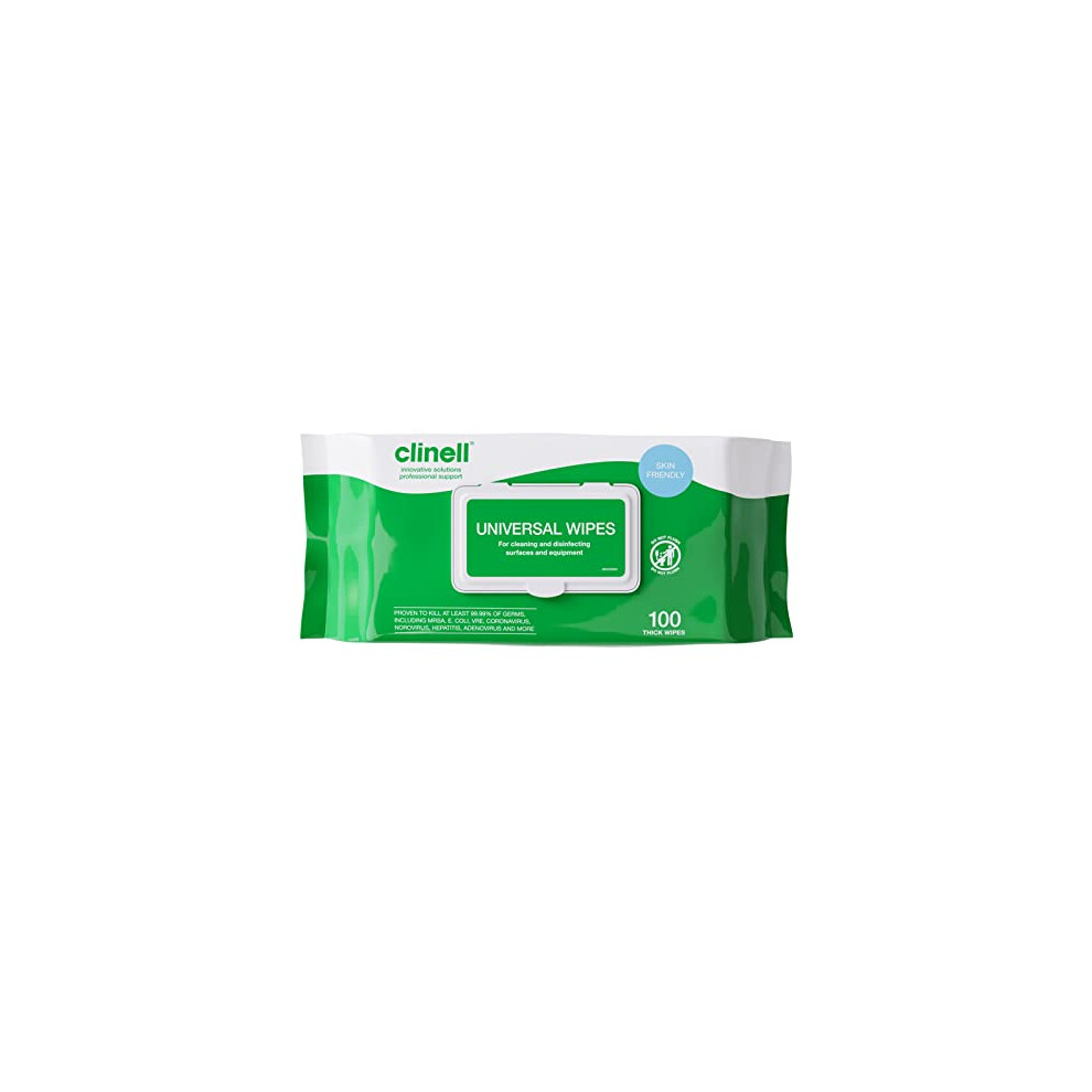 Clinell Universal Cleaning Wipes, 100 Pack, Kills 99.99% Germs