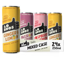 Lo Bros Kombucha Mixed Pack: 24 x 250ml, Low Sugar, Live Cultures