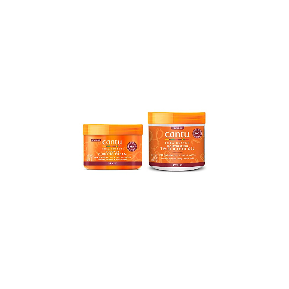 CANTU, Shea Butter for Natural Hair Moisturizing Twist Lock Gel, 370g & Shea Butter Coconut Curling Cream, 340 g