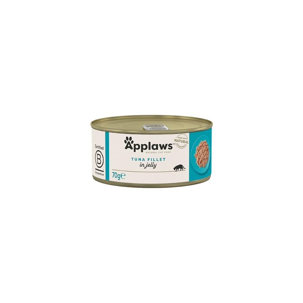 New Applaws Natural Wet Cat Food, Tuna Fillet In Jelly 70 G Tin, (24 X 70 G Tins)