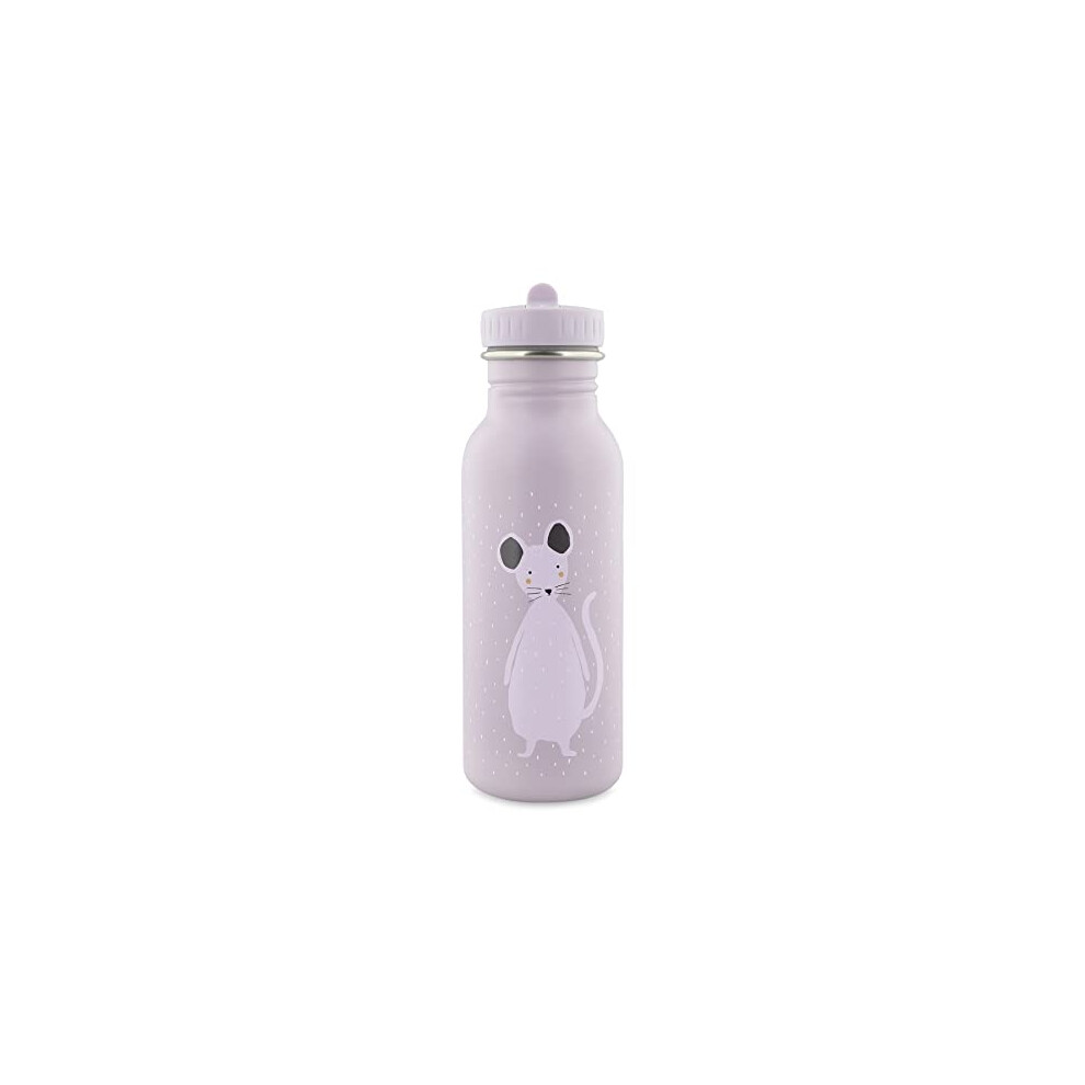 Trixie Drinking Bottle - Mrs. Mouse - 500ml Stainless Steel Water Bottle for Kids - Violet - Leakproof - Eco-Friendly and BPA-Free