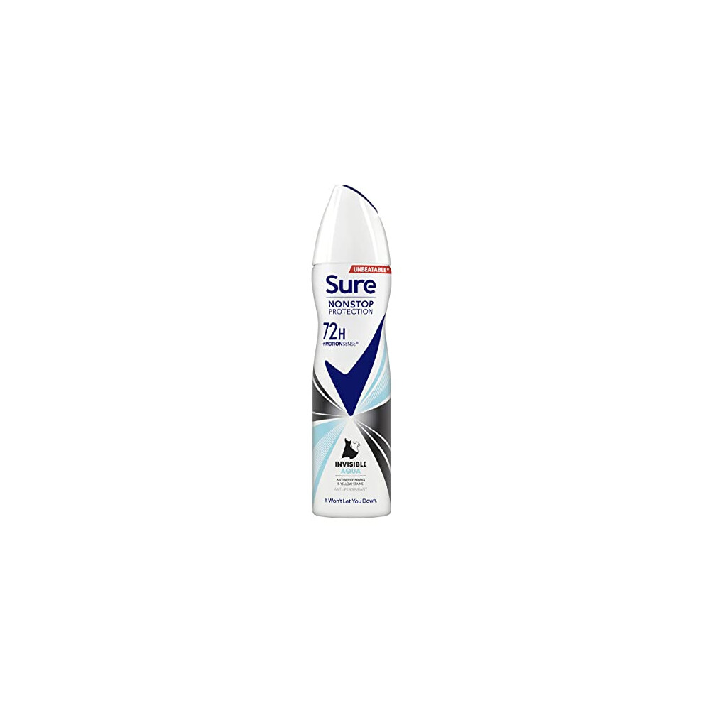 Sure Blue Invisible Aqua Deodorant, 72H Protection, 150Ml