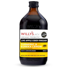 WILLY'S Organic Apple Cider Vinegar with Mother, Turmeric/Lemon, 500ml