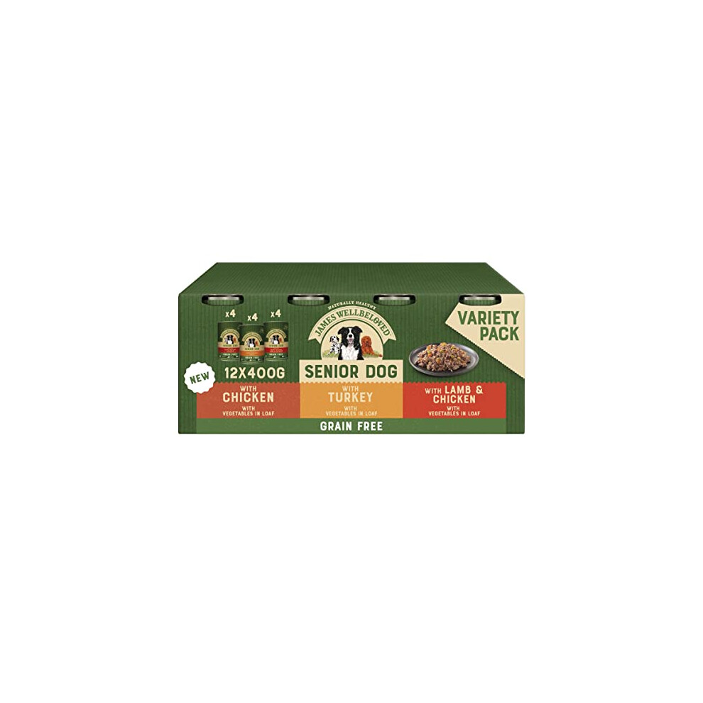 Photos - Dog Food James Wellbeloved Senior Grain Free in Loaf 12 Cans, Hypoallergenic Wet , Pack of 1  (12 x 400 g)