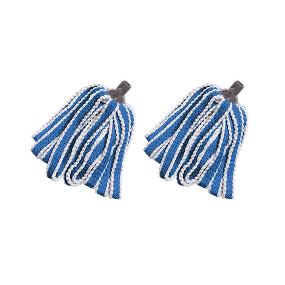 Addis MEGA 100% Microfibre Mop Replacement Refill head, Blue & White (Pack of 2)