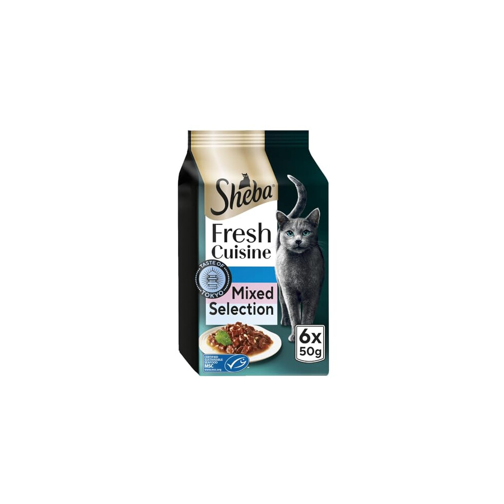 Sheba Fresh Cuisine Taste Of Tokyo Cat Pouches With And Tuna In Gravy 8X 6X50 G – Gourmet Wet Cat Food With Tuna And Salmon