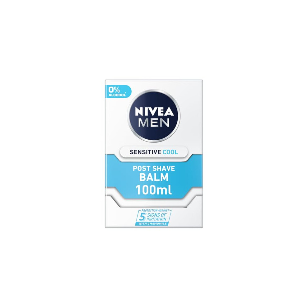 NIVEA MEN Sensitive Cooling Post Shave Balm with Zero Percent Alcohol (100 ml) After Shave Balm for Men, Men's Skin Care and Shaving Essentials