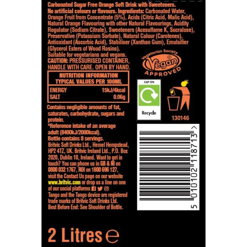 Tango Orange Sugar Free, 2L 1