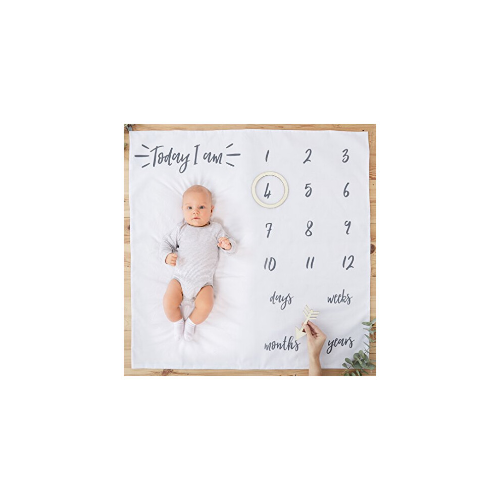 Ginger Ray White Fabric Baby Milestone Blanket Mat Keepsake 1 Pack
