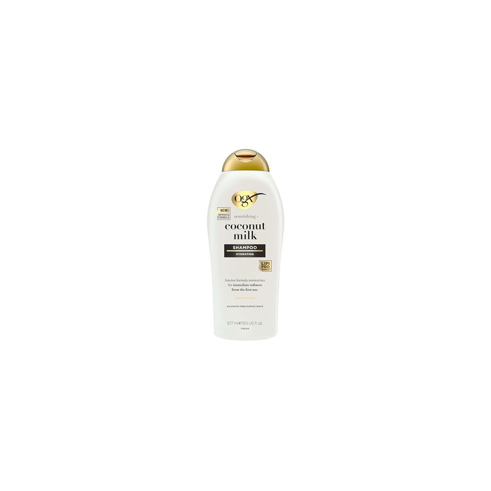 OGX Coconut Milk Nourishing Hair Shampoo, Adds Hydration, for Dry Hair, Sulfate Free Surfactants, 577ml
