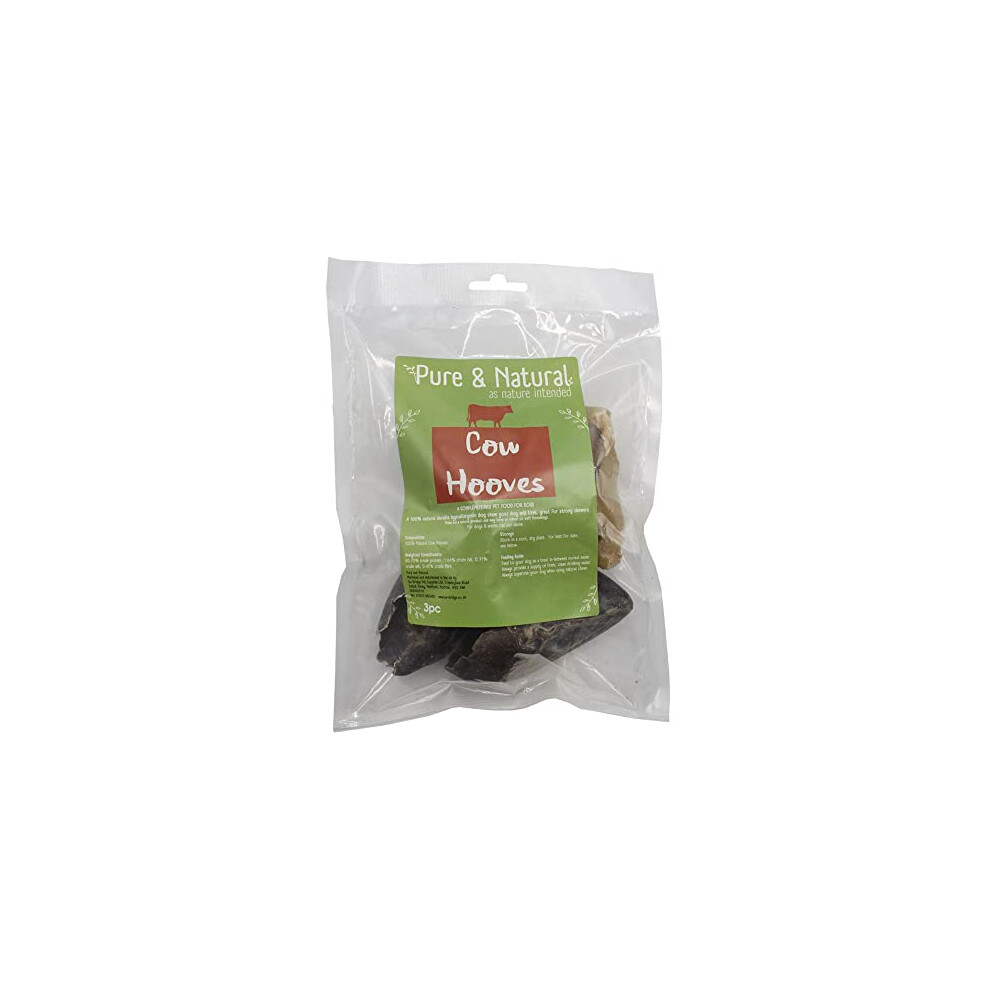 Pure & Natural Cow Hooves For Dogs - Natural Dog Chews Long Lasting, Durable & Hypoallergenic Treats For Aggressive Chewers - 3 Pack