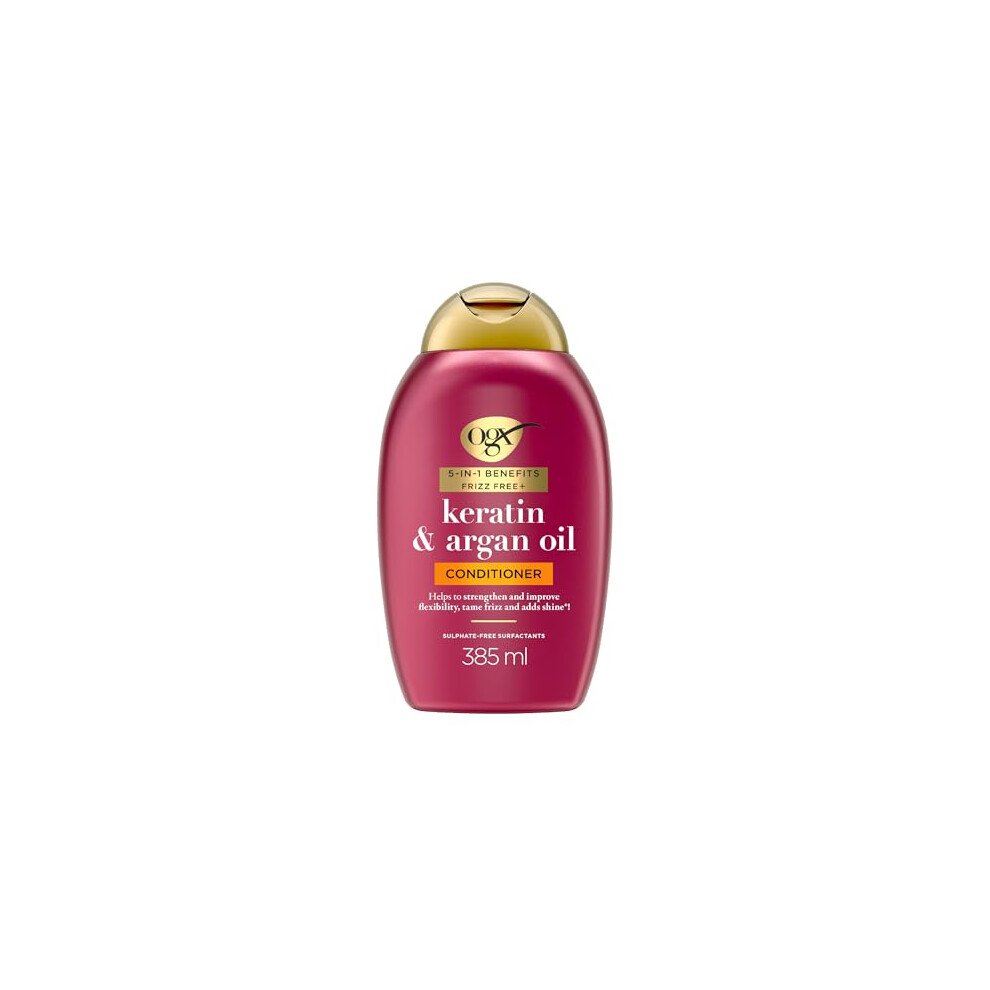 Ogx Keratin And Argan Oil Anti-Frizz 5-In-1 Benefits Conditioner, Sulphate Free Surfactants, 385Ml