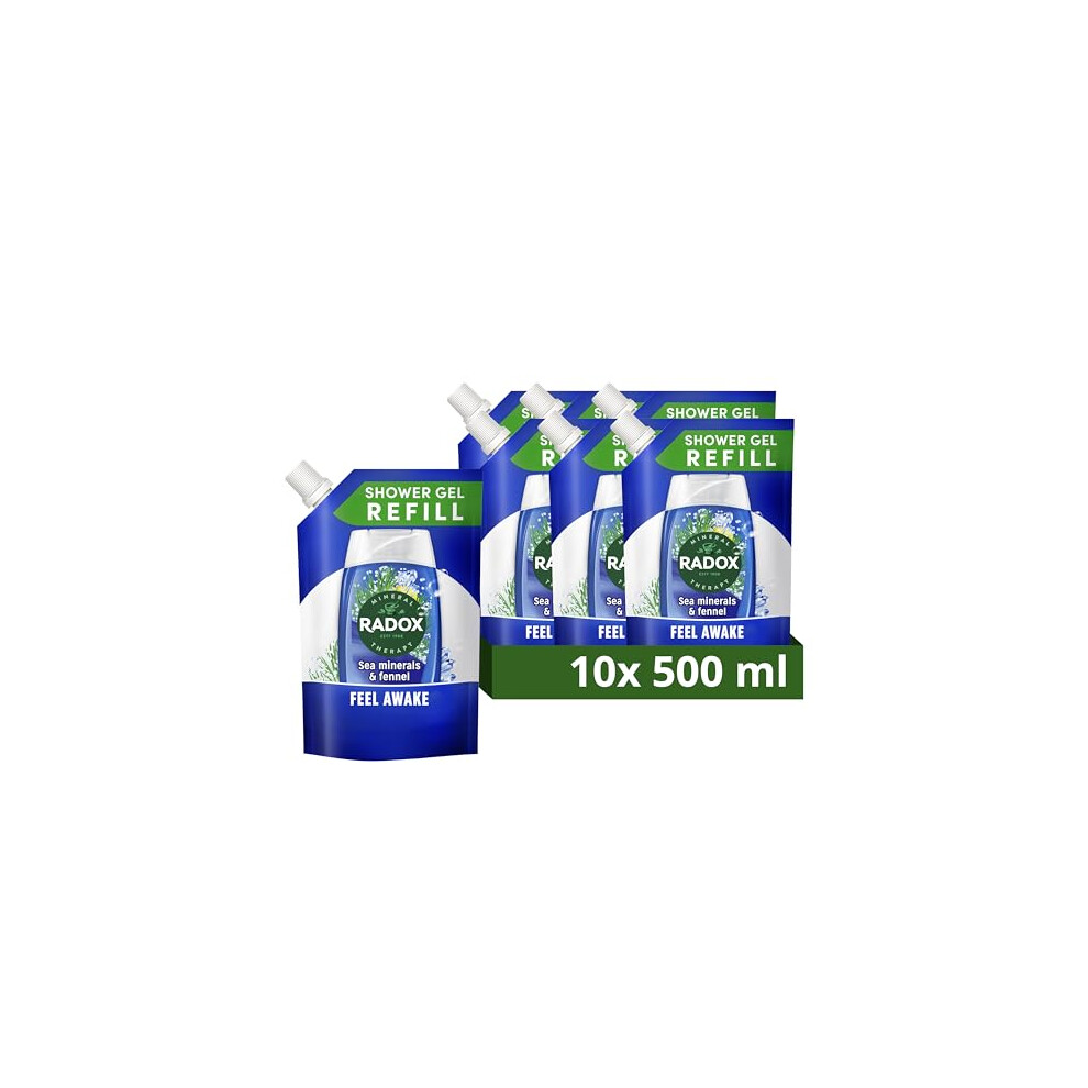 Radox Feel Awake 2-in-1 Body Wash & Shampoo Refill 10x 500ml