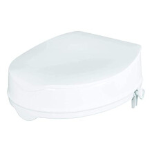 Homecraft Savanah Raised Toilet Seat 4" with Lid, Elongated & Elevated Lock Seat Support for Elderly, Handicapped and Disabled Users, White Colour