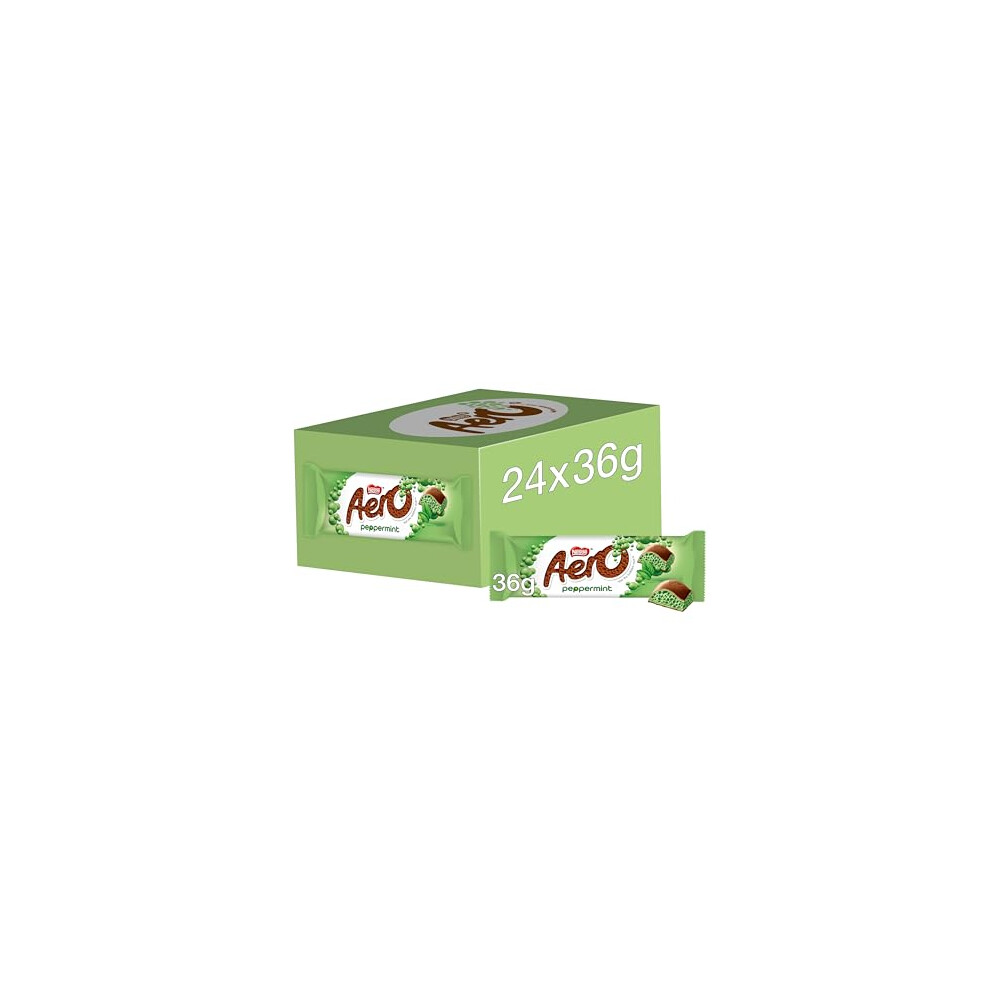 Aero Bubbly Peppermint Melts Sharing Bag Caramel Chocolate Mint Chocolate Bars, 24 X 36 G Peppermint 36 G (Pack Of 24) 86G