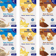 DANALAC Baby Biscuits 120g Combo (2 Banana, 2 Cocoa, 2 Plain)