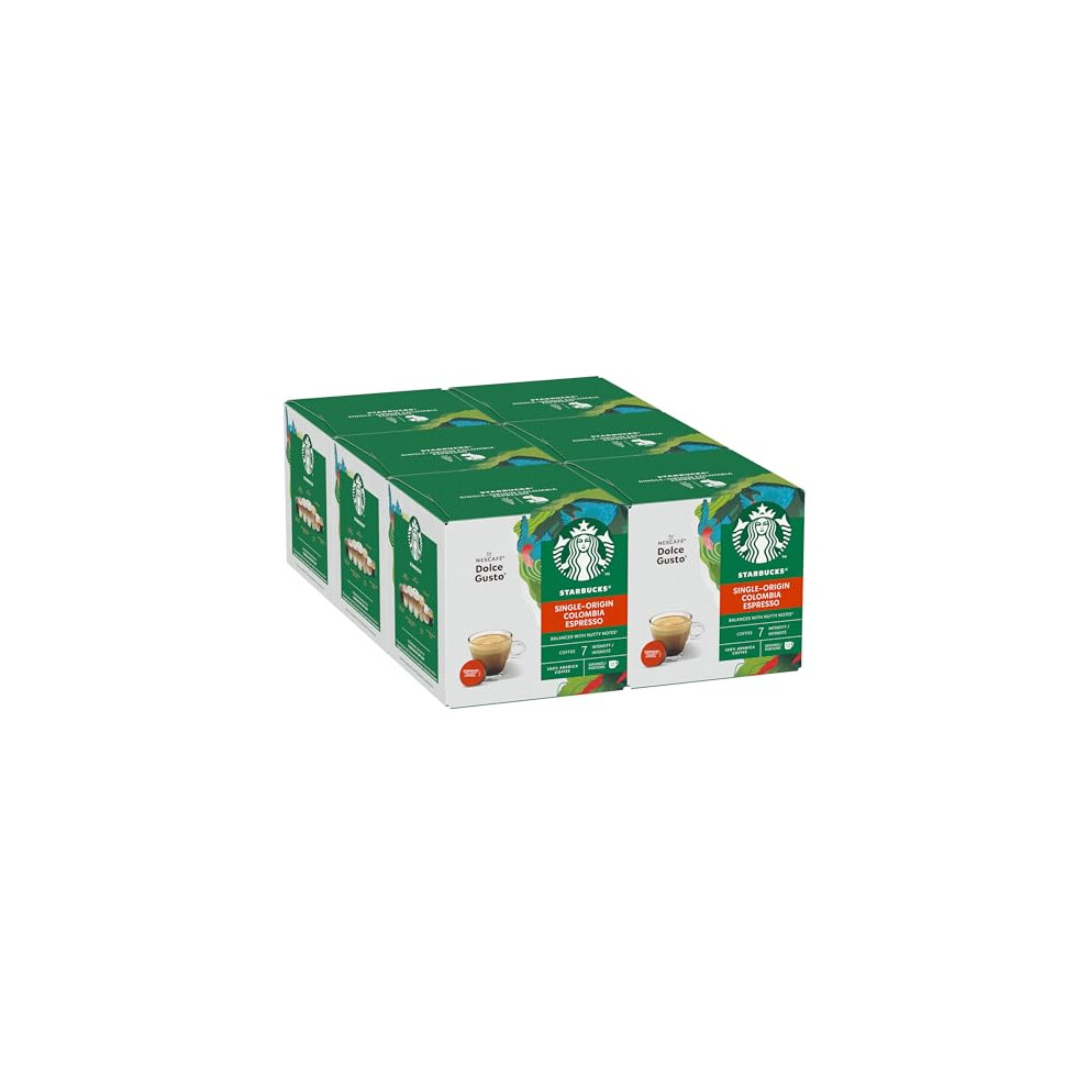 Starbucks Colombia Medium Roast Espresso Coffee Pods By Nescafé Dolce Gusto - 72 Colombian Coffee Capsules (6 Packs) - Medium Roast Pods