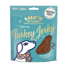 Lily's Kitchen with Natural Ingredients Adult Dog Treats Packet Festive Turkey Jerky Grain-Free Recipe 8x70g