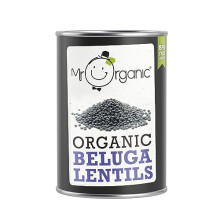 Mr Organic - Organic Beluga Lentils 400g - Non GMO & Preservative Free - Vegan - for Home Cooking