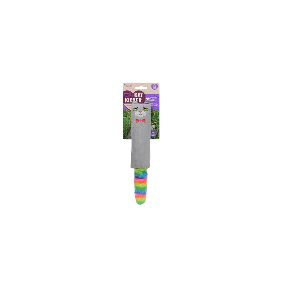 Rosewood Moody Moggy Rainbow Cat Kicker - Colorful Interactive Catnip Cat Toy For Kicking & Playful Exercise