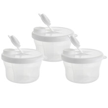 Milk Powder Dispensers, 3 Pack Containers Tiny to Tots 0M+ BPA Free, 3 Separate Compartment Baby Formula Portioning Storage Containers (White, 3 Pack)