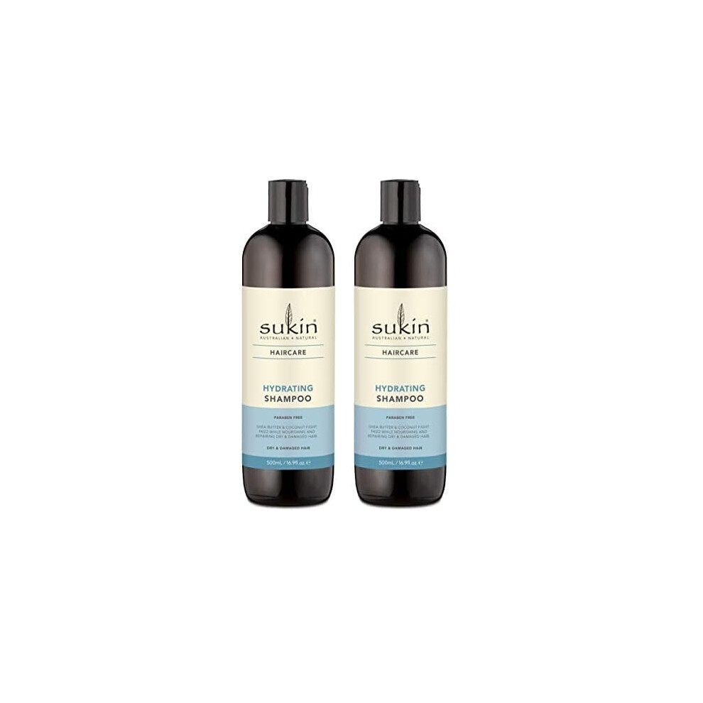 Sukin Natural Hydrating Shampoo, Coconut, 500 millilitre (Pack of 2)