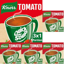 Knorr Tomato Dry Soup Mix 3 servings instant soup with sustainably grown tomatoes quick and easy to make, suitable for vegetarians 60 G (Pack of 5)