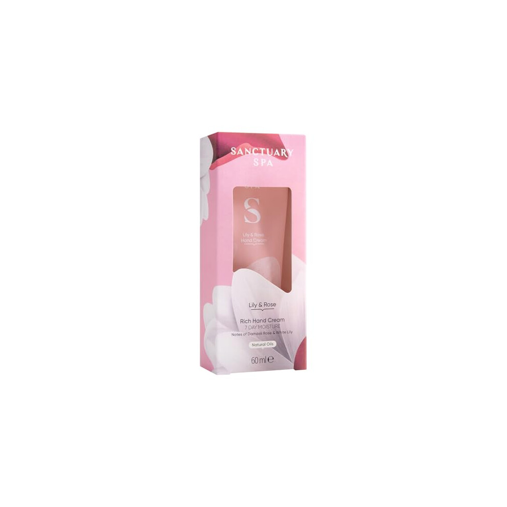 Sanctuary Spa Lily & Rose Rich Hand Cream, Moisturiser, Body Cream, Vegan and Cruelty Free 60ml-image-OPC-PHFTDMV-NEW