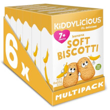 Kiddylicious Banana Biscotti - Yummy Baked Snacks for Kids - Suitable for 7+ Months - 36 Packs (6x6)