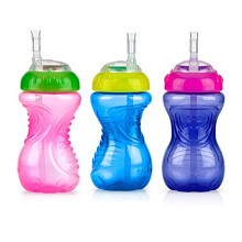 Nuby No-Spill Soft Straw Easy Grip Sippy Cup - Training Cup for Toddlers | Suitable from 12 Months | 300ml / 10oz | Pack of 3