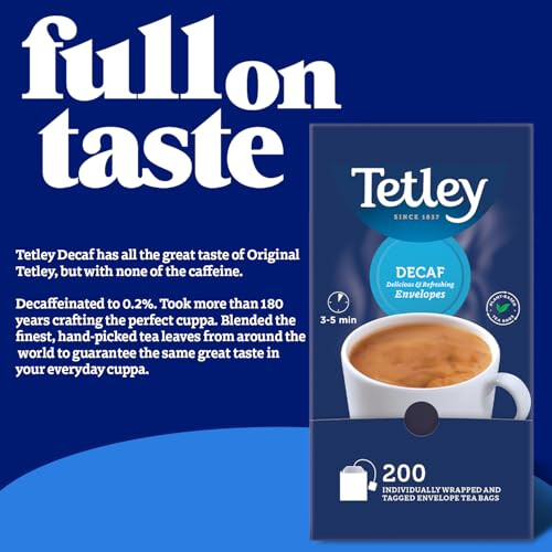 Tetley Everyday Original Decaf Black Tea Bags - 200 Enveloped Teabags 2
