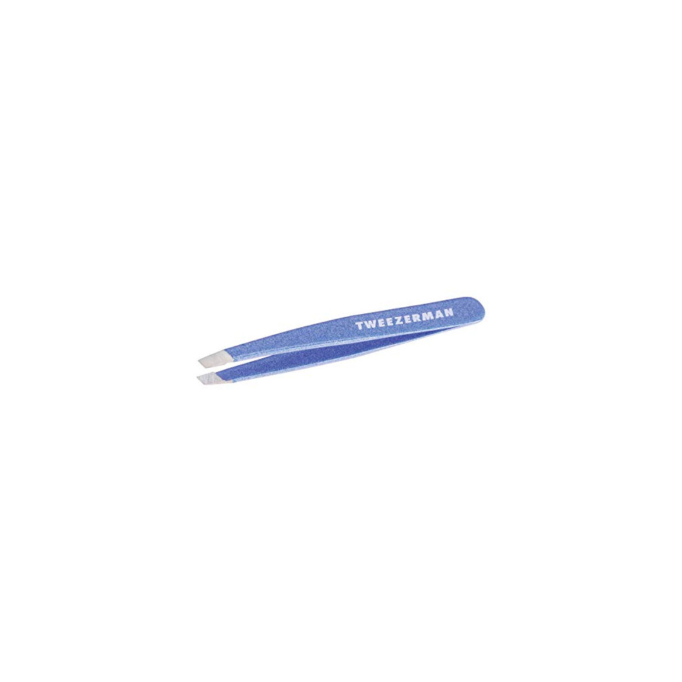 Tweezerman Mini Slant Tweezer - Tweezers for Eyebrows, Travel Tweezers for Eyebrows, Facial Hair, Ingrown Hair (Granite Sky)