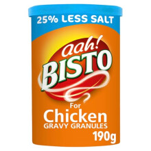 Bisto Flavoursome & Delicious Reduced Fat Chicken Gravy Granules for Hearty Family Mealtimes, 190 g Drum (Pack of 1)