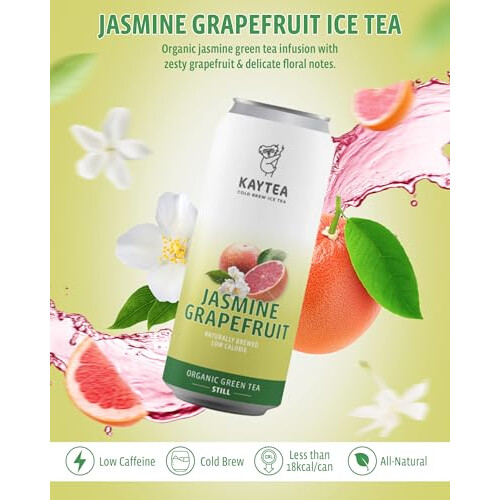 KAYTEA Jasmine Grapefruit Cold Brew Tea, 330ml x 12 2