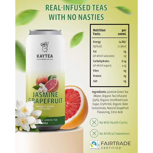 KAYTEA Jasmine Grapefruit Cold Brew Tea, 330ml x 12 1